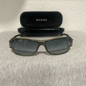 Gucci Green Gray Clear Wrap Silver Accent Sunglasses Italy GG 2547/S 59 12 120